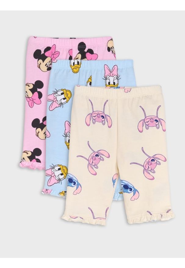 Sinsay - Legginsy 3 pack Disney - różowy. Kolor: różowy. Wzór: motyw z bajki