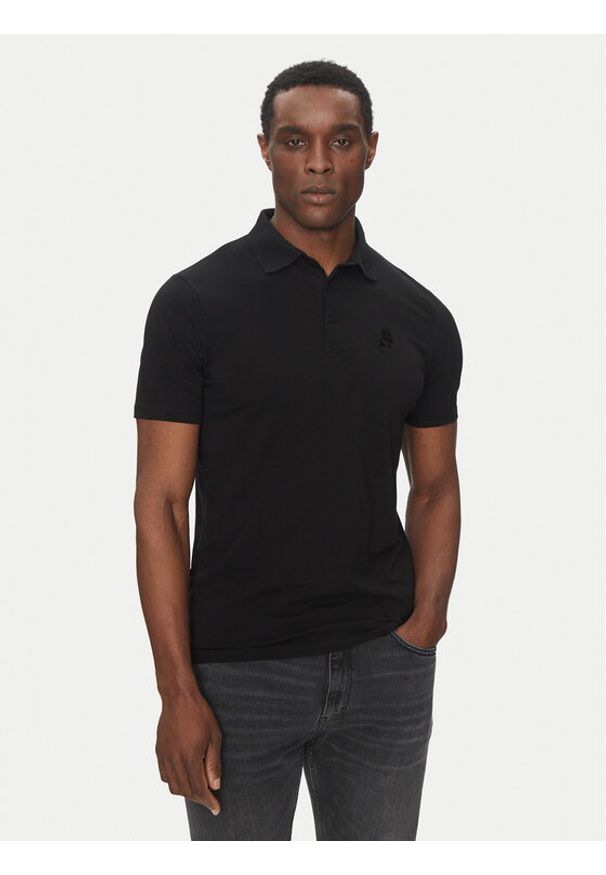 Karl Lagerfeld - KARL LAGERFELD Polo 745750 500221 Czarny Regular Fit. Typ kołnierza: polo. Kolor: czarny. Materiał: bawełna