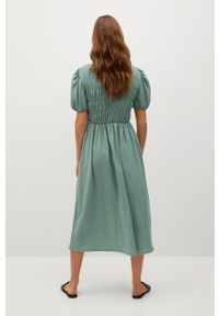 mango - Mango - Sukienka Romeo. Kolor: zielony. Materiał: materiał. Długość rękawa: krótki rękaw. Typ sukienki: rozkloszowane #2