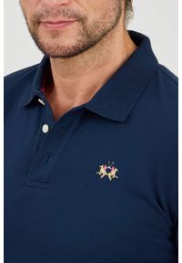 La Martina - LA MARTINA Granatowy męski longsleeve polo Piquet Stretch, Rozmiar XXL. Typ kołnierza: polo. Kolor: niebieski. Długość rękawa: długi rękaw #4