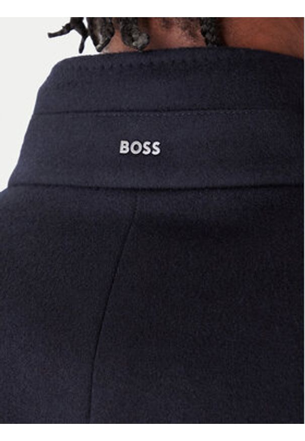 BOSS Płaszcz wełniany H-Hyde 50551078 Granatowy Slim Fit. Kolor: niebieski. Materiał: wełna