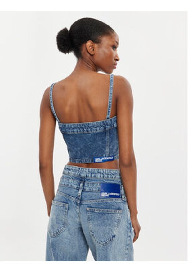 Karl Lagerfeld Jeans Top 241J1600 Niebieski Slim Fit. Kolor: niebieski. Materiał: bawełna