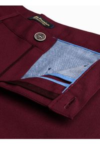 Ombre Clothing - Spodnie męskie chino P832 - bordowe - M. Kolor: czerwony. Materiał: tkanina, poliester, elastan, wiskoza. Styl: elegancki, klasyczny #7