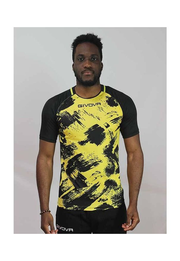 T-shirt Givova Art Sports Interlock Żółto-Czarny XL dla Mężczyzn. Kolor: czarny, żółty, wielokolorowy. Materiał: poliester. Sport: piłka nożna