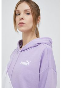 Puma bluza damska kolor fioletowy z kapturem wzorzysta. Typ kołnierza: kaptur. Kolor: fioletowy. Materiał: materiał, dzianina. Długość rękawa: długi rękaw. Długość: długie #4