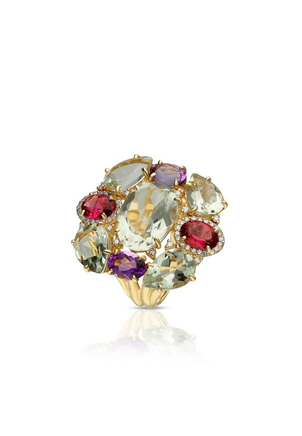 W.KRUK Pierścionek Złoty - złoto 585, Brylant 0,29ct,ametyst,.... Materiał: złote. Kolor: złoty. Kamień szlachetny: ametyst, brylant