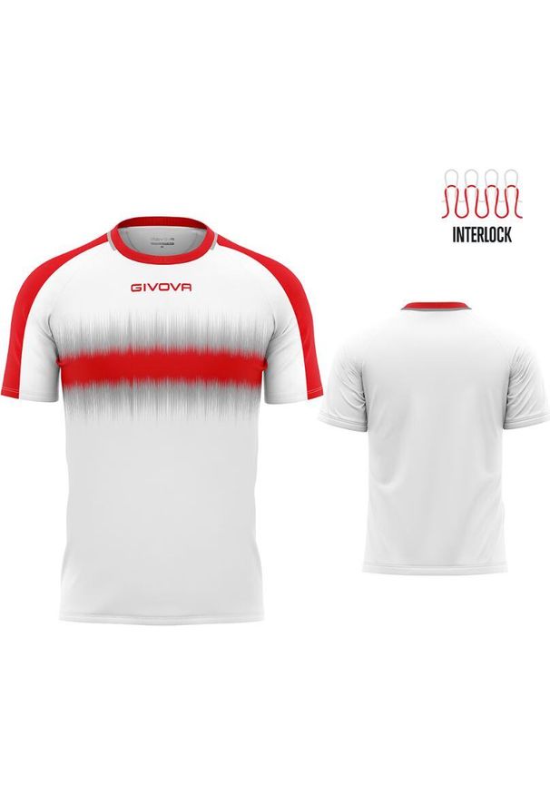 Koszulka Givova Sport XL Czerwona i Biała Lekka i Oddychająca. Kolor: czerwony, biały, wielokolorowy. Materiał: poliester. Sport: fitness, kolarstwo, joga i pilates