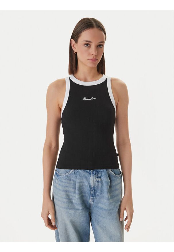 Guess Jeans Top W6GPZ8 KF641 Czarny Slim Fit. Kolor: czarny. Materiał: bawełna