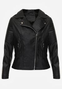 Renee - Czarna Motocyklowa Kurtka o Fasonie Ramoneski Chivi. Okazja: na co dzień. Kolor: czarny. Materiał: jeans, koronka, skóra, poliester. Styl: rockowy, klasyczny, casual #4