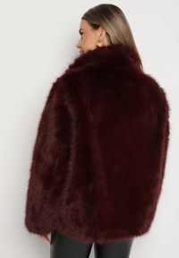 Born2be - Bordowa Kurtka Dwustronna w Stylu Biker z Futerkiem Aflita. Okazja: na spacer, na co dzień. Kolor: czerwony. Materiał: futro. Długość: krótkie. Styl: elegancki, casual #2