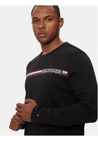 TOMMY HILFIGER - Tommy Hilfiger Longsleeve Chest Stripe MW0MW36740 Czarny Regular Fit. Kolor: czarny. Materiał: bawełna. Długość rękawa: długi rękaw #3