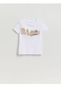 Reserved - T-shirt z nadrukiem - biały. Kolor: biały. Materiał: bawełna. Wzór: nadruk