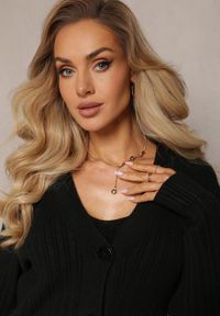Renee - Czarny 2-częściowy Komplet Dzianinowy z Sukienką i Kardiganem Mystice. Kolor: czarny. Materiał: dzianina