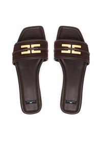 Elisabetta Franchi Klapki SA72L61E2 Brązowy. Kolor: brązowy. Materiał: zamsz, skóra #4