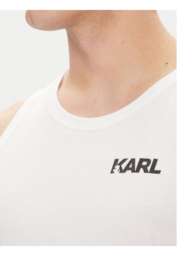 Karl Lagerfeld - KARL LAGERFELD Tank top A1M46069 Biały Regular Fit. Typ kołnierza: dekolt w karo. Kolor: biały. Materiał: bawełna