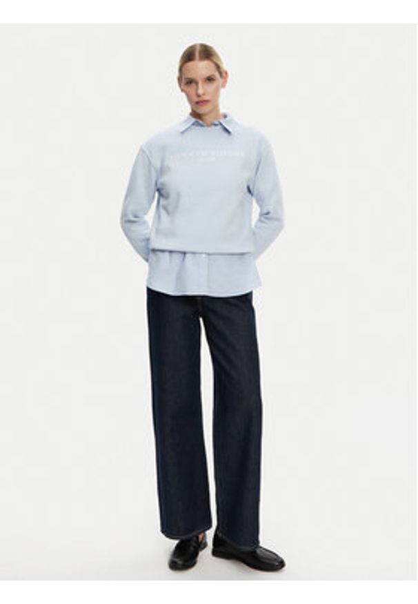 TOMMY HILFIGER - Tommy Hilfiger Bluza WW0WW39791 Błękitny Relaxed Fit. Kolor: niebieski. Materiał: bawełna