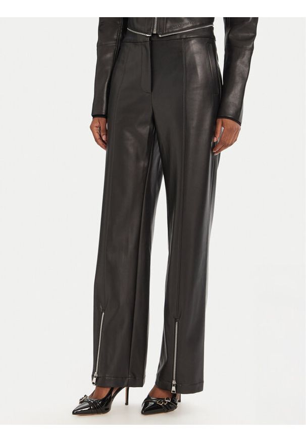 Karl Lagerfeld - KARL LAGERFELD Spodnie z imitacji skóry A3W10091 Czarny Straight Fit. Kolor: czarny. Materiał: skóra