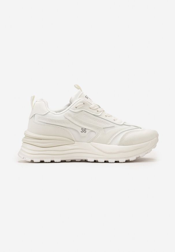 Born2be - Białe Sznurowane Sneakersy z Wstawkami i Numerkiem Nelocca. Okazja: na co dzień. Kolor: biały