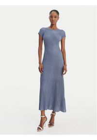 Marella Sukienka dzianinowa Draghi 2613321041 Błękitny Regular Fit. Kolor: niebieski. Materiał: wiskoza #1