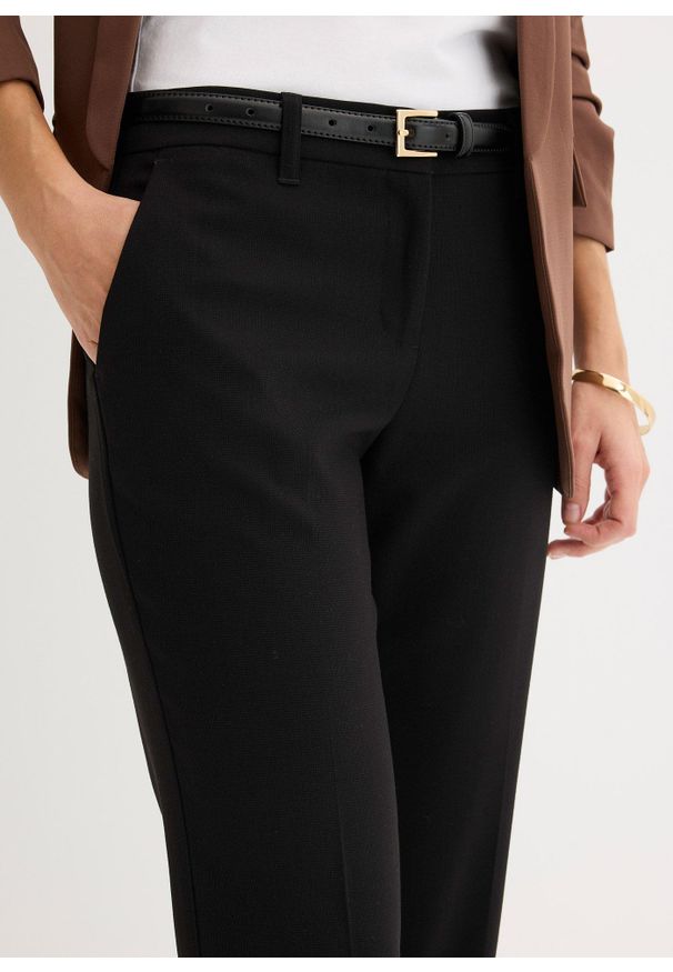 bonprix - Spodnie biznesowe, petite. Okazja: na spotkanie biznesowe. Kolekcja: petite. Kolor: czarny. Styl: biznesowy