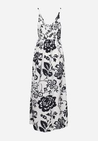 Born2be - Czarno-Biała Sukienka na Regulowanych Ramiączkach z Gumkami na Plecach Ściągana Troczkiem Harnela. Okazja: na co dzień. Kolor: czarny. Długość rękawa: na ramiączkach. Typ sukienki: proste. Styl: elegancki, casual, klasyczny #6