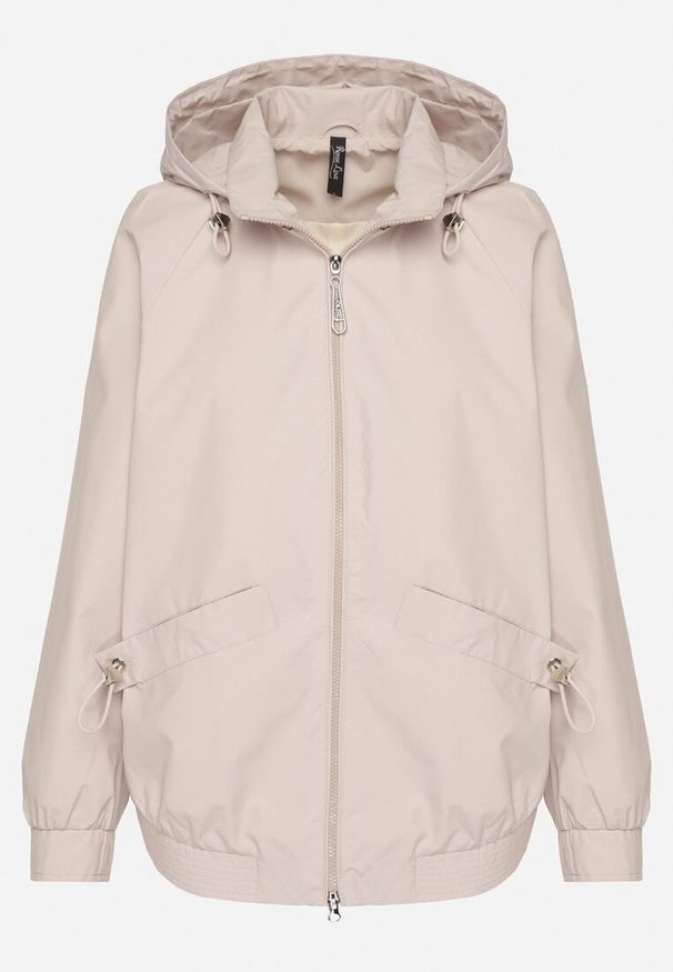 Born2be - Jasnobeżowa Kurtka Parka o Pudełkowym Kroju ze Ściągaczem w Talii i Kapturem Sesoliena. Okazja: na co dzień, na spacer. Kolor: beżowy. Materiał: jeans. Długość rękawa: długi rękaw. Długość: długie. Styl: casual, elegancki