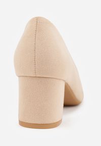 Born2be - Beżowe Klasyczne Czółenka na Obcasie Katrie. Kolor: beżowy. Wzór: jednolity, gładki. Obcas: na obcasie. Styl: klasyczny. Wysokość obcasa: średni #8