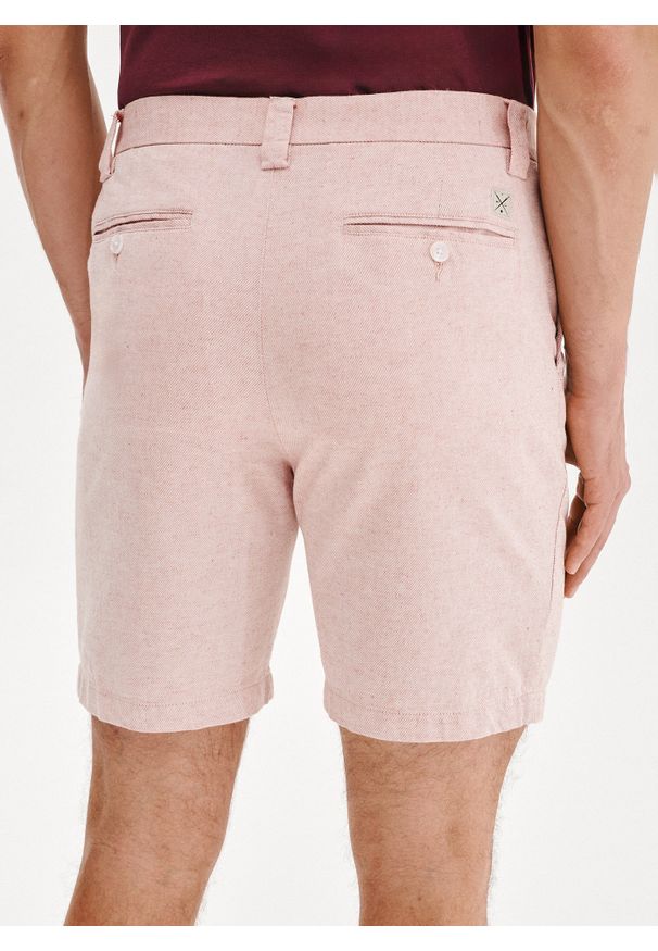 Pako Lorente - PAKO LORENTE - Różowe szorty męskie z lnem. Okazja: na co dzień. Kolor: szary, różowy. Materiał: len. Sezon: lato. Styl: casual