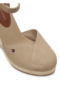 TOMMY HILFIGER - Tommy Hilfiger Półbuty Flag High Wedge Espad Closed Toe FW0FW08494 Beżowy. Kolor: beżowy. Materiał: materiał #6