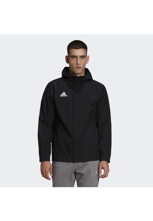 Adidas - Entrada 22 All-Weather Jacket. Kolor: czarny. Materiał: materiał