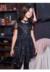 Sinsay - Sukienka tiulowa z błyszczącymi aplikacjami - czarny. Kolor: czarny. Materiał: tiul. Wzór: aplikacja #1