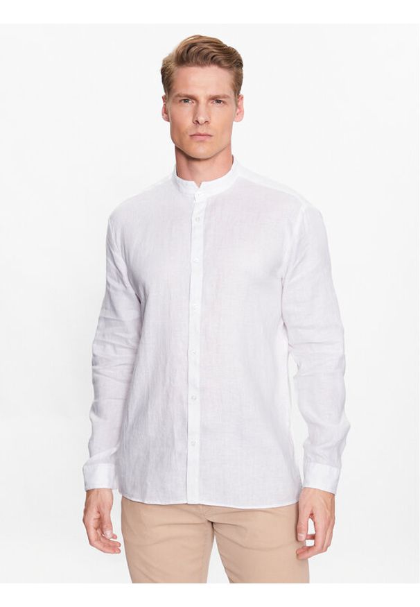 Hugo Koszula 50490740 Biały Slim Fit. Kolor: biały. Materiał: len