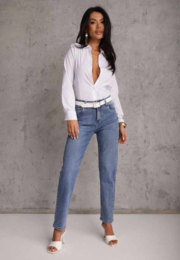 Renee - Jasnoniebieskie Jeansy z Bawełną o Fasonie Mom Fit Qastorea. Kolor: niebieski. Styl: street, klasyczny, elegancki