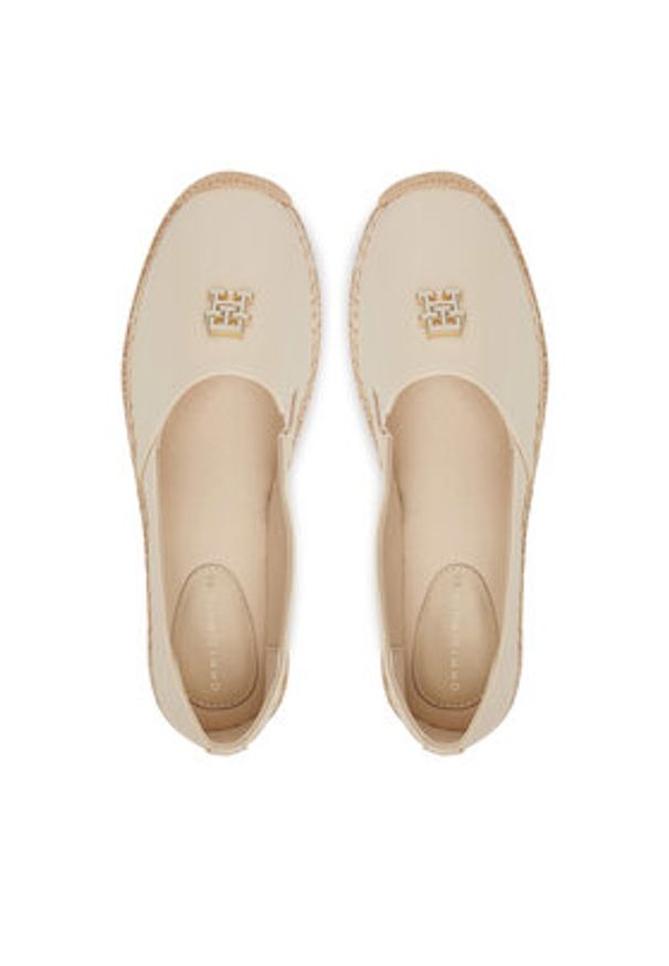 TOMMY HILFIGER - Tommy Hilfiger Espadryle Th Logo Leather Espadrille FW0FW08540 Beżowy. Kolor: beżowy. Materiał: skóra