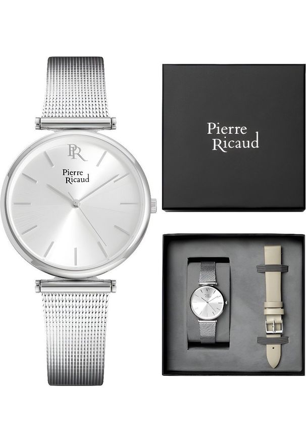Zegarek Pierre Ricaud Zegarek damski Pierre Ricaud P22044.5113QV-SET srebrny. Kolor: srebrny