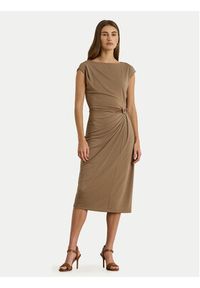 Lauren Ralph Lauren - LAUREN RALPH LAUREN Sukienka codzienna 200980221001 Brązowy Slim Fit. Okazja: na co dzień. Kolor: brązowy. Materiał: syntetyk. Typ sukienki: proste. Styl: casual #4