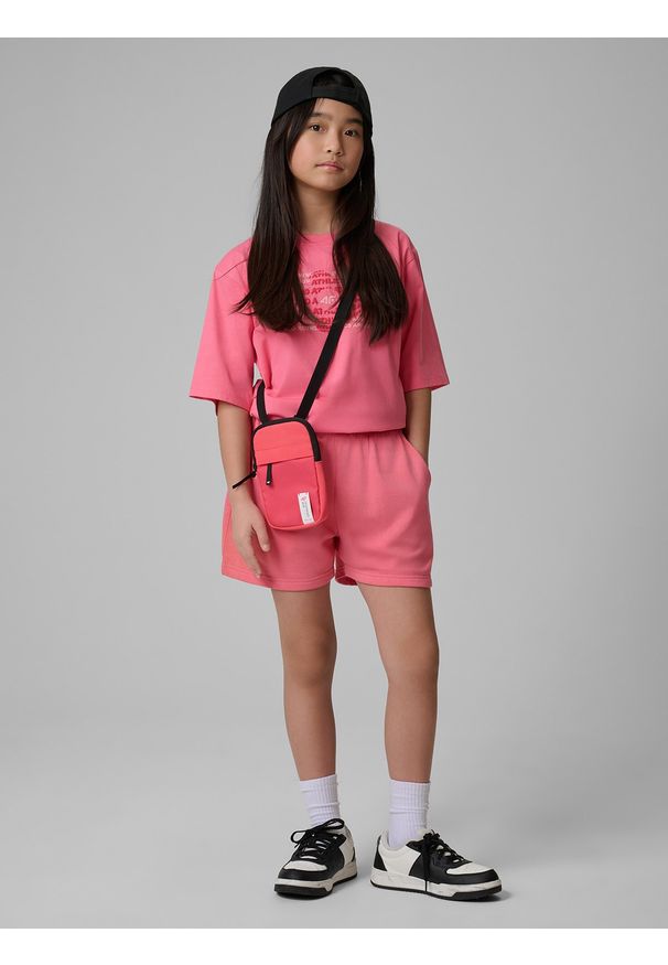 4f - 4F Spodenki dresowe dziewczęce - różowe 158 (12-13 lat). Kolor: różowy. Materiał: dresówka. Sezon: lato