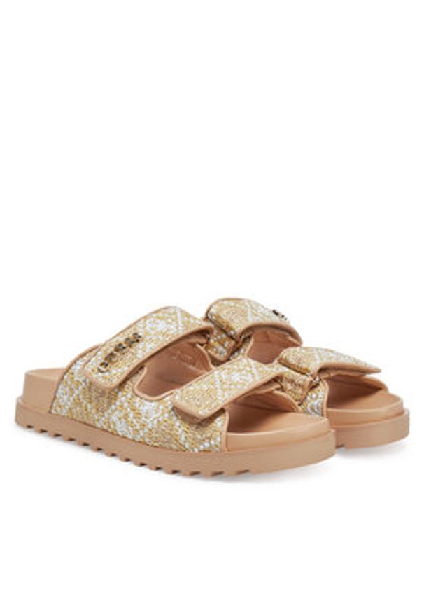 Guess Klapki FLJFZZ FAB19 Beżowy. Kolor: beżowy. Materiał: materiał