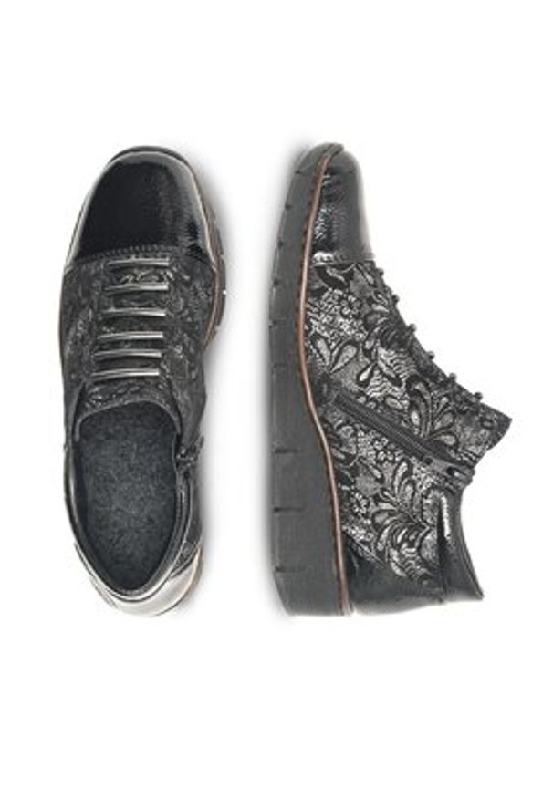 Rieker Botki 53778-00 Czarny. Kolor: czarny. Materiał: skóra, zamsz