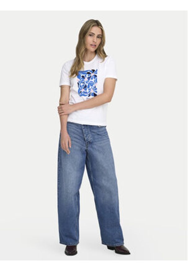 only - ONLY T-Shirt Kita 15367568 Biały Regular Fit. Kolor: biały. Materiał: bawełna