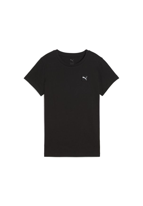 Puma - Damska koszulka ESS ELEVATED PUMA Black. Kolor: czarny. Wzór: aplikacja, haft