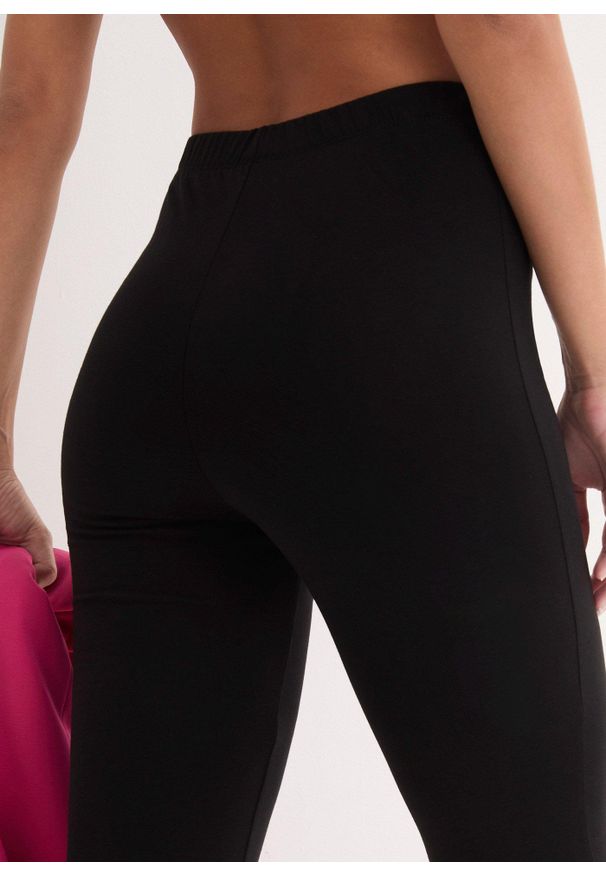 bonprix - Legginsy ze stretchem (2 pary), z bawełny organicznej. Kolor: czarny. Materiał: bawełna. Długość: długie