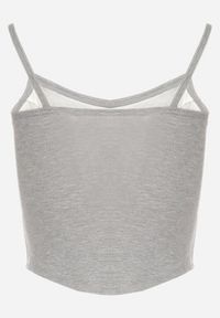 Born2be - Szary Top na Regulowanych Ramiączkach Deviosa. Okazja: na co dzień. Kolor: szary. Materiał: materiał. Długość rękawa: na ramiączkach. Styl: klasyczny, elegancki, casual