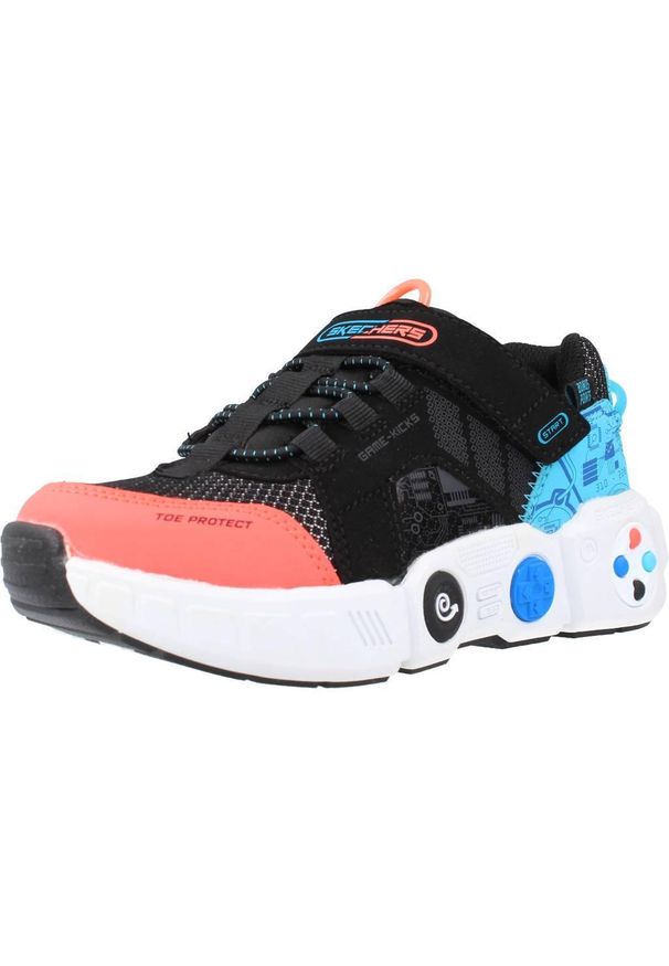 skechers - Buty SKECHERS 402260L Czarny. Kolor: czarny, biały, wielokolorowy. Materiał: syntetyk, tkanina. Model: Skechers Sport. Sport: turystyka piesza