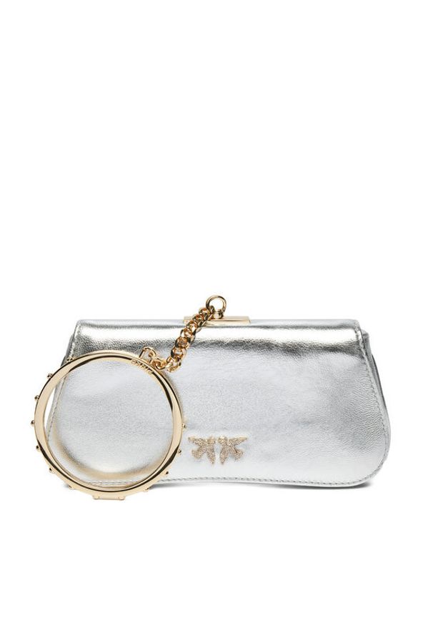 Pinko Torebka Marpesia Clutch Srebrny. Kolor: srebrny. Materiał: skórzane