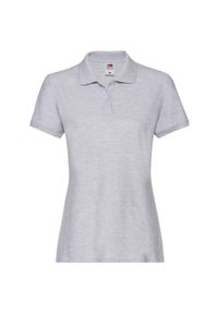 FRUIT OF THE LOOM - Damska Koszulka Polo Premium Heather. Typ kołnierza: polo. Kolor: szary