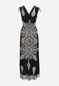 Born2be - Czarna Sukienka w Stylu Boho z Gumką w Pasie i Troczkami na Ramionach Aretava. Okazja: na co dzień. Typ kołnierza: dekolt w serek, dekolt w łódkę. Kolor: czarny. Typ sukienki: proste. Styl: boho #7