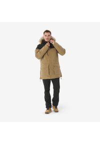 quechua - Parka turystyczna męska zimowa Quechua MH900 Warm -20°C wodoodporna. Typ kołnierza: kołnierzyk stójkowy. Kolor: czarny, brązowy, wielokolorowy. Materiał: syntetyk, futro. Sezon: zima. Styl: sportowy