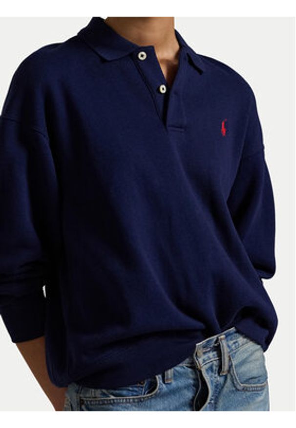 Polo Ralph Lauren Bluza 211947966007 Granatowy Relaxed Fit. Typ kołnierza: polo. Kolor: niebieski. Materiał: bawełna
