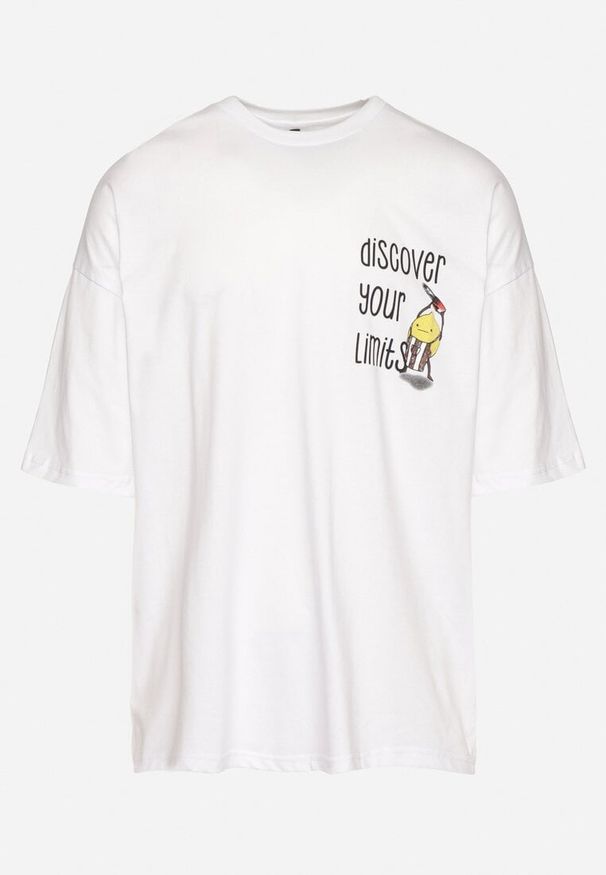 Born2be - Biała Bawełniana Koszulka T-shirt z Krótkim Rękawem z Nadrukiem na Plecach i Przodzie Civia. Okazja: na spotkanie biznesowe, do pracy, na co dzień. Kolor: biały. Materiał: bawełna. Długość rękawa: krótki rękaw. Długość: krótkie. Wzór: nadruk. Styl: klasyczny, biznesowy, casual